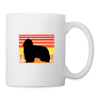 Collie barbu amoureux des chiens Silhouette Vintage Coucher de soleil - Mug blanc - blanc - Droite