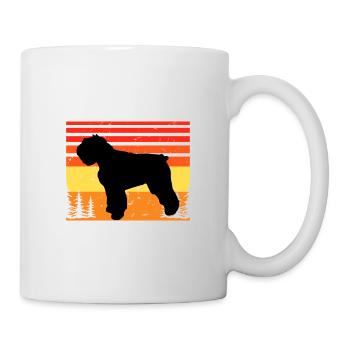 Bouvier Des Flandres Dog Silhouette Retro Coucher de Soleil - Mug blanc - blanc - Droite