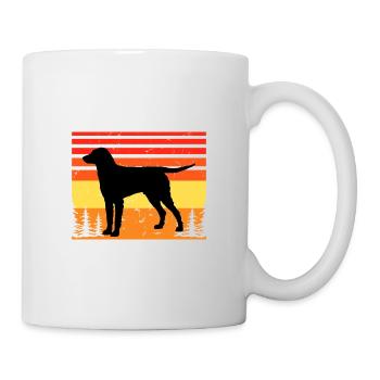 Curly Coated Retriever Hund Silhouette Retro Sonnenuntergang - Tasse - Weiß - Rechts
