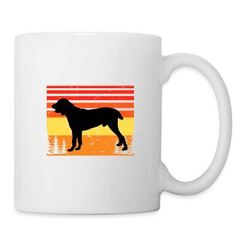 Zentralasiatischer Schäferhund Silhouette Retro Sonnenuntergang - Tasse - Weiß - Rechts