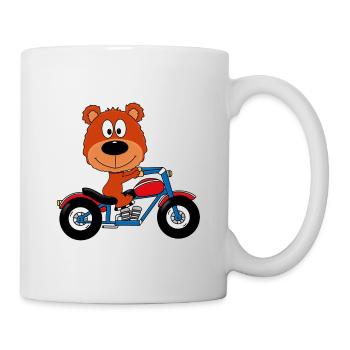 TEDDY - BÄR - TEDDYBÄR - MOTORRAD - BIKER - TIER - Tasse - Weiß - Rechts