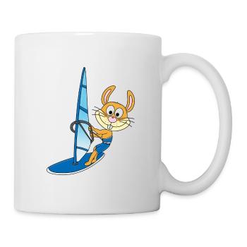 WINDSURFER - SURFER - HASE - TIER - KIND - BABY - Tasse - Weiß - Rechts