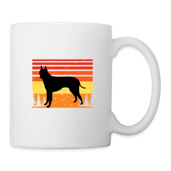 Englisch White Terrier Hund Silhouette Retro Sonnenuntergang - Tasse - Weiß - Rechts