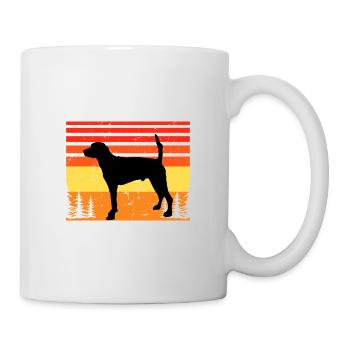 Englisch Foxhound Hund Liebhaber Silhouette Retro Sonnenuntergang - Tasse - Weiß - Rechts