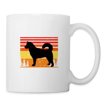 Ostsibirische Laika Hund Silhouette Retro Sonnenuntergang - Tasse - Weiß - Rechts