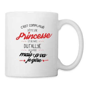 Compliqué d être Princesse et faire du Rallye - Mug blanc - blanc - Droite