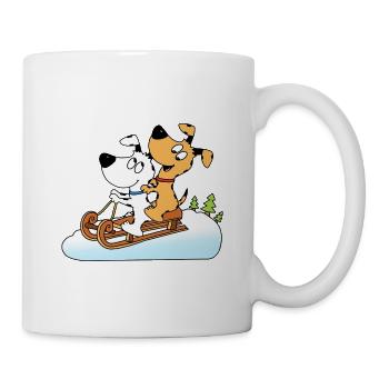 SCHLITTENHUNDE - HUNDE - SCHNEE - RODELN - TIERE - Tasse - Weiß - Rechts