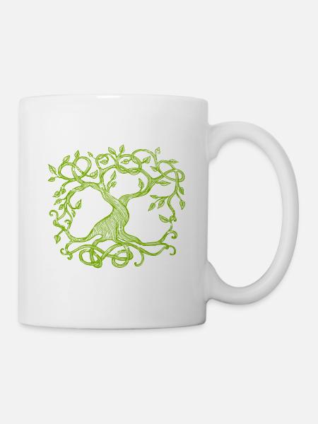 Arbre celtique, vert - Mug blanc - blanc