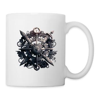 Beau motif maritime d’une ancre avec boussole - Mug blanc - blanc - Droite