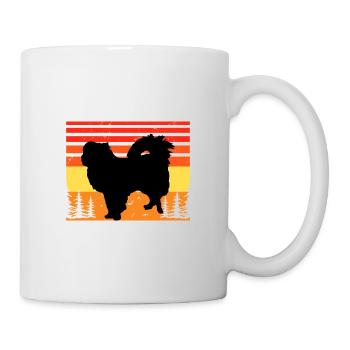 Japanisches Kinn Hundeliebhaber Silhouette Vintage Sonnenuntergang - Tasse - Weiß - Rechts