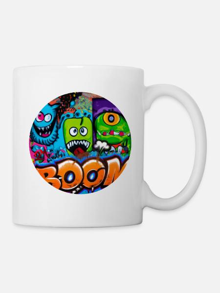 Grafitti Monster Boom - Tasse - Weiß