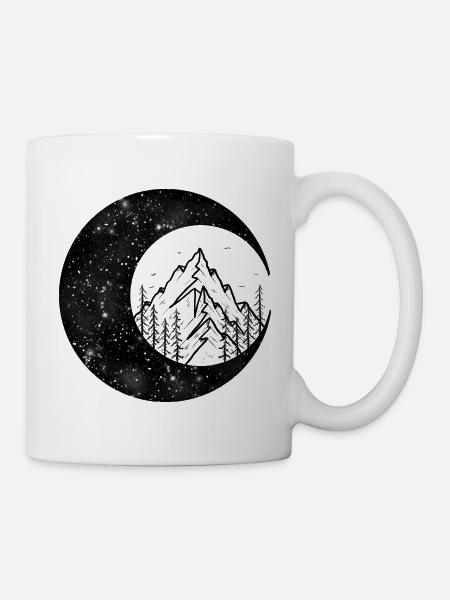 A Crescent with a Mountain Illustration - Mug - white