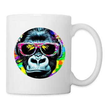 Gorilla mit Kopfhörer und Sonnenbrille - Tasse - Weiß - Rechts