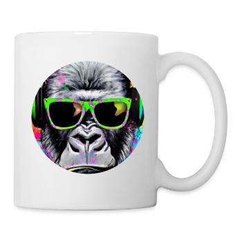 Gorilla mit Kopfhörer und Sonnenbrille - Tasse - Weiß - Rechts