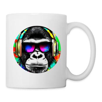 Gorilla mit Kopfhörer und Sonnenbrille - Tasse - Weiß - Rechts