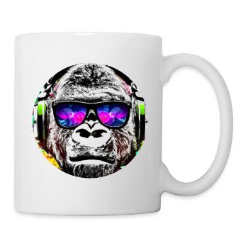 Gorilla mit Kopfhörer und Sonnenbrille - Tasse - Weiß - Rechts