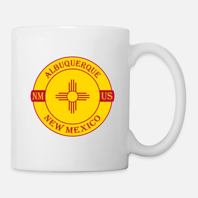 Albuquerque New Mexico Flag USA Souvenir Badge - Mug blanc - blanc