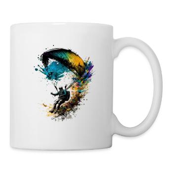 Hoch hinaus, Gleitschirmflieger in Action - Tasse - Weiß - Rechts