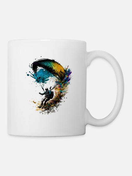 Voler haut, les parapentes en action - Mug blanc - blanc