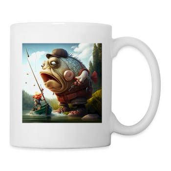 Angler Karikatur - Tasse - Weiß - Rechts