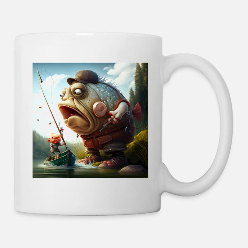 Angler Karikatur - Tasse - Weiß
