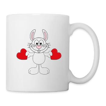 HERZEN - LIEBE - LOVE - HASE - TIER - TIERISCH - Tasse - Weiß - Rechts