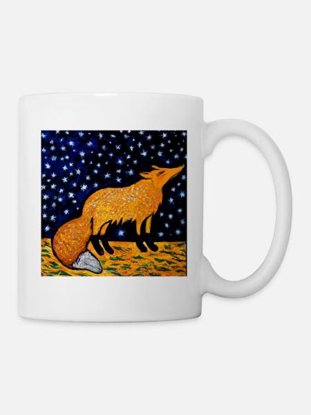 Fuchs unter einem Sternenhimmel - Tasse - Weiß