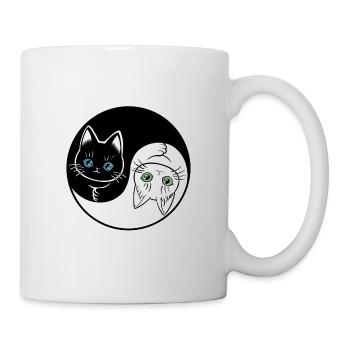 Cute black & white Yin Yang cat - Mug - white - Right