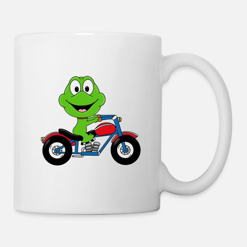 MOTORRAD - FROSCH - BIKER - TIER - TIERISCH - Tasse - Weiß