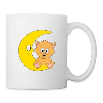 KATZE - MOND - KATER - TIER - TIERISCH - Tasse - Weiß - Rechts
