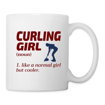 Curling Girl Sweeping Fan Winter Ice Sport Curler - Mug - white - Right