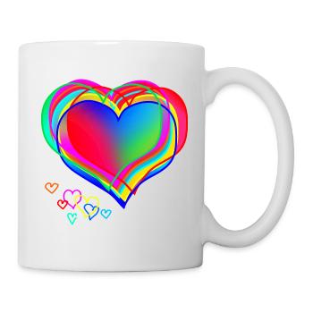 Herzdesign bunt abstrakt Valentinstag - Tasse - Weiß - Rechts