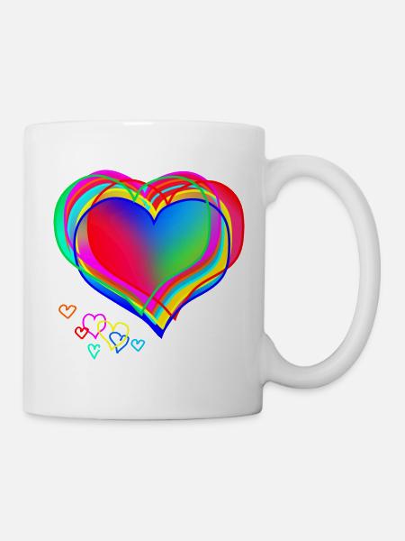 Heart Design Colorful Abstract Valentine's Day - Mug - white