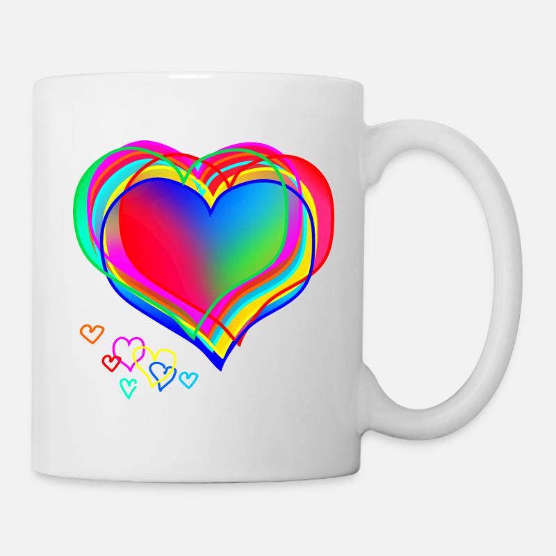 Heart Design Colorful Abstract Valentine's Day - Mug - white