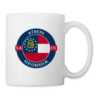Athens Georgia Flag USA Travel Souvenir Badge - Mug - white - Right