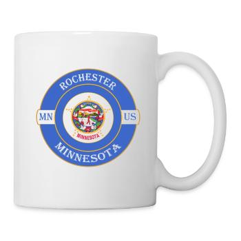 Rochester Minnesota Flagge USA Reise Souvenir Abzeichen - Tasse - Weiß - Rechts