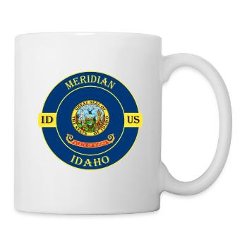 Meridian Idaho Flagge USA Reise Souvenir Abzeichen - Tasse - Weiß - Rechts