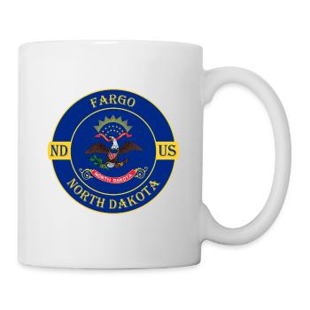 Fargo North Dakota Flag USA Travel Souvenir Badge - Mug - white - Right