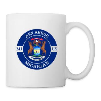 Ann Arbor Michigan Flag USA Travel Souvenir Badge - Mug blanc - blanc - Droite