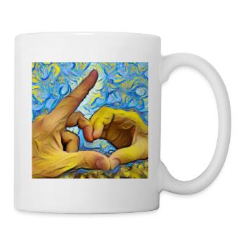 Heart gesture in Van Gogh style - Mug - white - Right