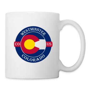 Westminster Colorado Flagge USA Souvenir Abzeichen - Tasse - Weiß - Rechts
