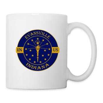 Evansville Indiana Flag USA Travel Souvenir Badge - Mug - white - Right