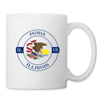 Peoria Illinois Flag USA Travel Souvenir Badge - Mug blanc - blanc - Droite