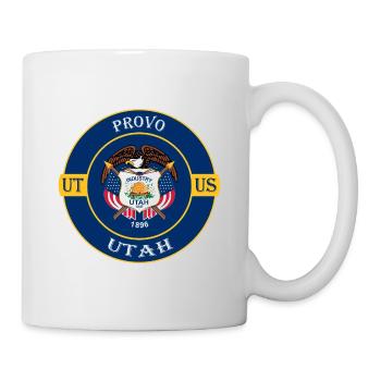 Provo Utah Flagge USA Reise Souvenir Abzeichen - Tasse - Weiß - Rechts
