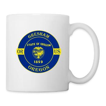 Gresham Oregon Flag USA Travel Souvenir Badge - Mug blanc - blanc - Droite