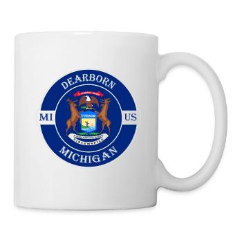 Dearborn Michigan Flagge USA Reise Souvenir Abzeichen - Tasse - Weiß - Rechts