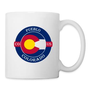 Pueblo Colorado Flag USA Travel Souvenir Badge - Mug blanc - blanc - Droite