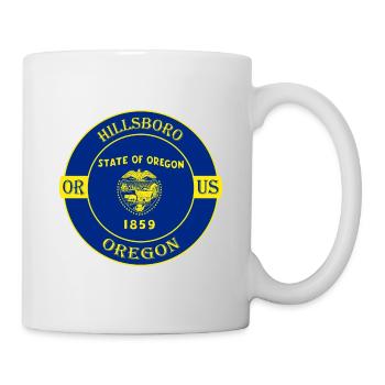 Hillsboro Oregon Flagge USA Reise Souvenir Abzeichen - Tasse - Weiß - Rechts