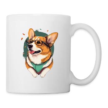 Corgi avec des lunettes - Mug blanc - blanc - Droite