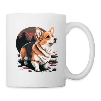 Trauriger Corgi im Freien - Tasse - Weiß - Rechts